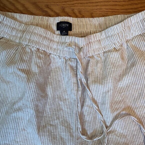 J Crew Linen White and Beige Striped Pants - Picture 2 of 3